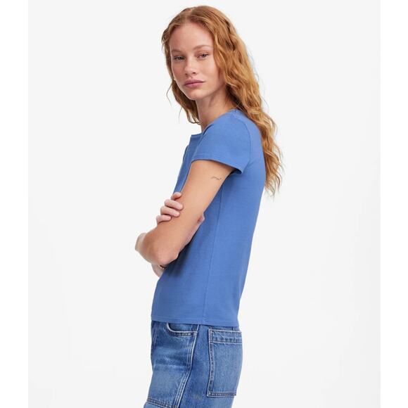 Madewell Essential Slim Tee WMNS S Delphinium Blue Lightweight Cotton Pullover - Picture 2 of 9